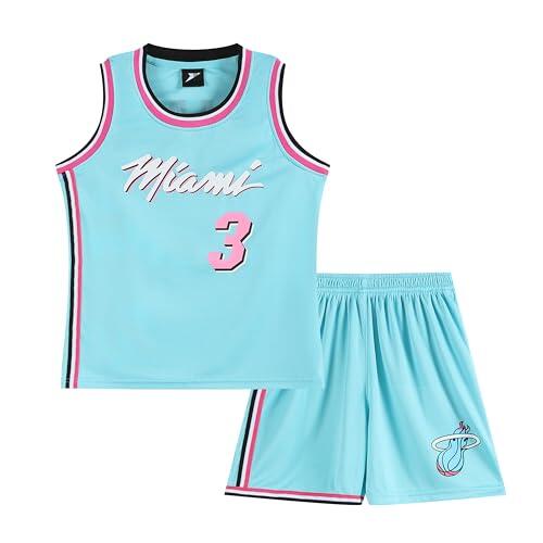Huniam Camiseta de Baloncesto Niños Traje de Ropa Deportiva, Juego de Camiseta sin Mangas y Pantalones para Pequeños, 1 Top + 1 Pantalón (Azul, 12-14 años)