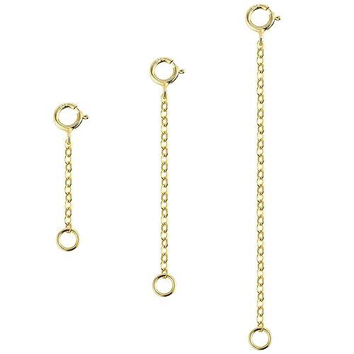 ASYKNM 3 Alargadores para Cadenas, Cadenas de Extensión de Collar Cadena de Extensión, Cadena de Extensión Chapada en Oro de 14 Quilates para la Fabricación de Joyas Collar de Pulsera(2/4/6 Pulgadas)
