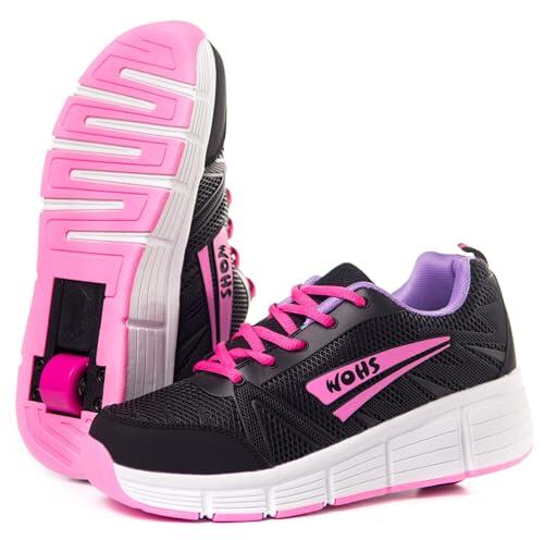 Zapatillas Deportivas con Ruedas automáticas retráctiles. Negro/Rosa. Talla 36