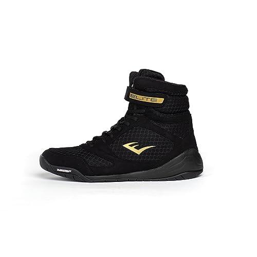 Everlast Elite 2 Zapatillas Boxeo (Negro - Talla 10) Ligeras, Tobillo Alto, Soporte Tobillo, Botas Boxeo Competición y Entrenamiento, Tracción Superior