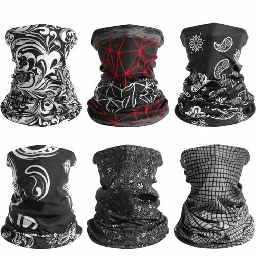 AWUMBUK 6 Piezas Braga Cuello Hombre Mujer, Braga Moto Hombre Bandana Multifuncional Bragas Cuello Elástica Braga de Cuello para Ciclismo Bici Correr