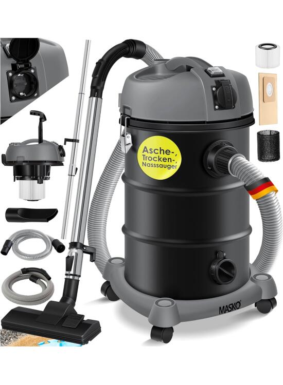 MASKO Aspirador Industrial 6 en 1 - 2300 W - Con enchufe - Función de soplado - Aspirador en seco y húmedo