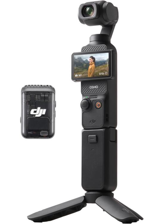 DJI Pack para Creadores Osmo Pocket 3, cámara con CMOS 1'' y 4K/120 fps, estabilización en 3 Ejes, Seguimiento de Caras/Objetivos, Enfoque rápido, Incluye micrófono Sonido nítido, pequeña