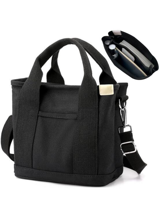 Aucuu Bolso de Lona con Bolsillos para Mujer, Bolso Bandolera Mujer Bolso, Gran Capacidad Bandolera Casual con correa ajustable, para Compras, Viajes de Trabajo