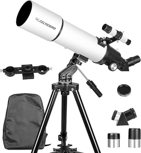 CELTICBIRD Telescopio para Adultos Principiantes en astronomía - Telescopio Refractor portátil astronómico Revestimientos de Alta transmisión Totalmente（80560） 4 Multicapa Montaje AZ （80560）