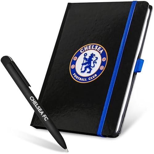 Chelsea F.C. - Juego de papelería con cuaderno forrado y bolígrafo, suministros de papelería, regalos de oficina para hombres
