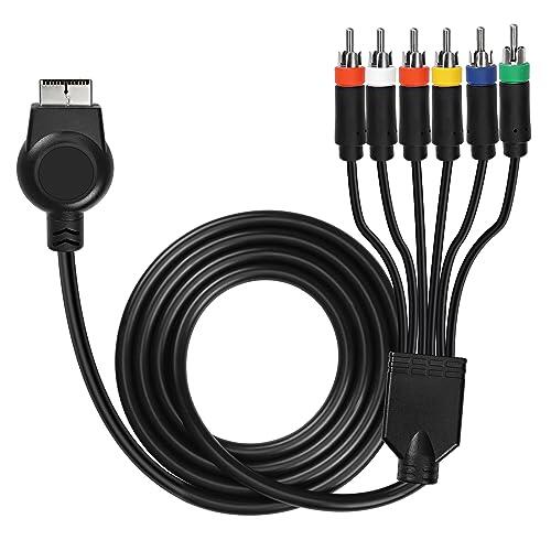 MEIRIYFA Cable AV de componente PS3 ps2, cable de audio y video HD 5RCA YPbPr de componente + Cable de audio y video RCA para consola PS2 / PS3-1,8m, negro