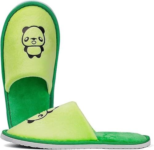 EQLEF Zapatillas de Viaje para Niños y Niñas, Antideslizante de Terciopelo Coral con Suela 7mm para Casa, Hotel, Baño y Huéspedes Familiares (Verde)