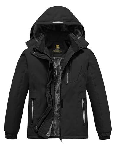MoFiz Chaquetas Niña Invierno Chaqueta de Esquí Nina Chaqueta Ski Junior Abrigos Invierno Ski Jacket con Capucha Negro L