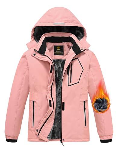 MoFiz Chaquetas Niña Invierno Chaqueta de Esquí Nina Chaqueta Ski Junior Abrigos Invierno Ski Jacket con Capucha Rosa claro M