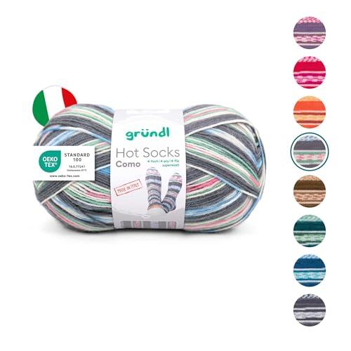 Gründl Como Lana, Gris-Rosa-Azul Claro-Verde-Blanco, 10 Mujeres