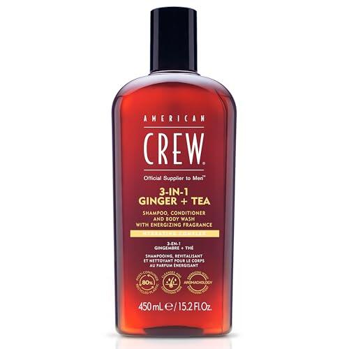American Crew 3 en 1 Ginger + Tea, Champú Acondicionador y Gel de Ducha, Limpia e Hidrata el Cabello y el Cuerpo, Mantiene y Repone la Barrera de Hidratación, Aroma Revitalizante y Energizante
