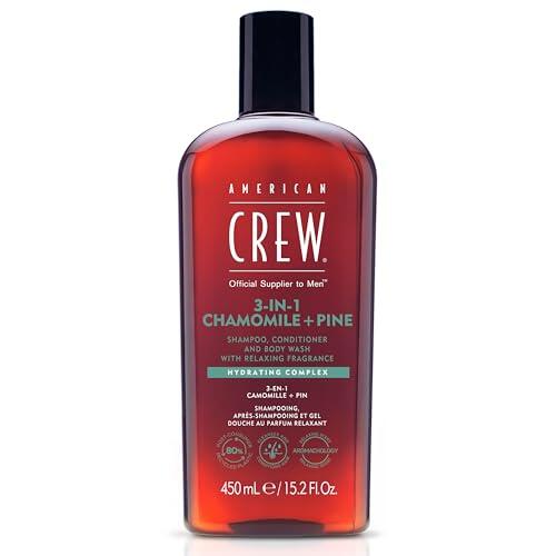 American Crew 3 en 1 Manzanilla y Pino, Champú Acondicionador y Gel de Ducha, Limpia e Hidrata el Cabello y Cuerpo, Mantiene y Repone la Barrera de Hidratación, Aroma Tranquilizante y Relajante