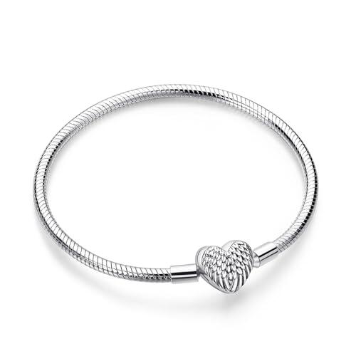 Jokmeo Pulsera de Plata de Ley 925 para Mujer, Pulsera de Eslabones Serpiente de la Colección Pandora Moments, Compatible con Dijes, Adecuada para Mujeres y Niñas. (ojo de mal 17cm)