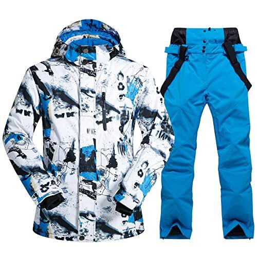 HOTIAN Conjunto de chaqueta y pantalones de esquí para hombre, traje de nieve, invierno, cálido, nieve, esquí, conjuntos impermeables a prueba de viento, juego de snowboard, XL
