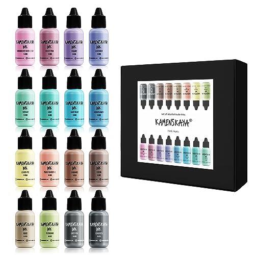 KAMENSKAYA - Lote de 16 tintas de alcohol pastel, 15 ml cada una