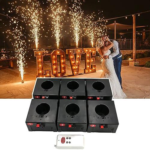 Mini MáQuina De Fuegos Artificiales FríOs De Fuente (Receptor De 4/6/8/12 Piezas),Sistema PirotéCnico De Bengalas De Boda Con Control Remoto InaláMbrico, Con Estuche,6pcs