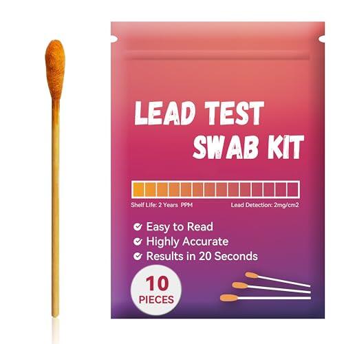 AAwipes Kit de hisopos de prueba de plomo (10 hisopos de prueba de plomo en bolsa sellable) Resultados de 20 segundos utilizando solo agua. Tiras reactivas de plomo para pinturas, platos, juguetes,