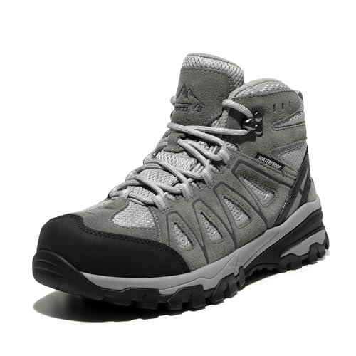 NORTIV 8 Zapatos de Senderismo Impermeables Botas de Montaña Mujer Zapatillas Trekking Caza Antideslizante Ligeros al Aire Libre Transpirables,Size 39,Gris Claro,SNHB211W