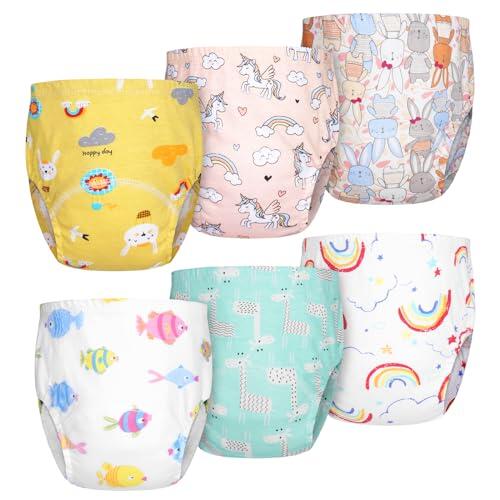 Aolso Calzones de Entrenamiento para Bebé,6pcs Bragas de Aprendizaje,pañal de Aprendizaje Calzoncillos Aprendizaje,Calzones de Entrenamiento Reutilizables para Bebés，110 Pantalones de Entrenamiento