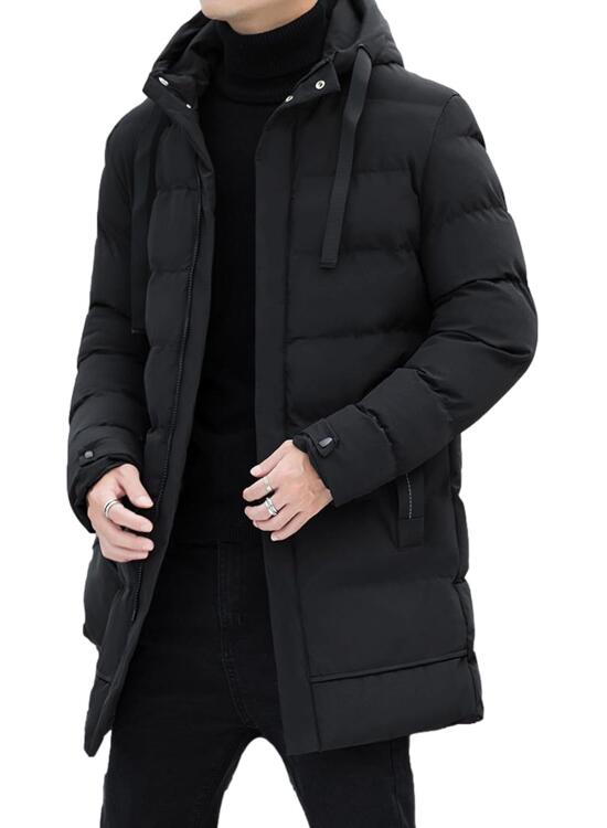 aromm Hombre Chaqueta Térmica de Invierno con Capucha Longitud Media Acolchado Relleno Abrigos de Plumón