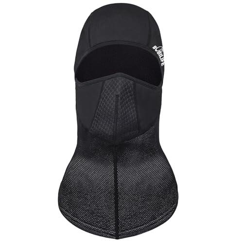 Pasamontañas térmico resistente al viento, elástico, transpirable, para clima frío, invierno, cálido, para ciclismo, esquí y pesca en hielo (negro), Negro -, Talla única