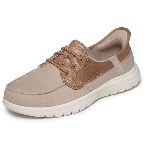 Skechers Mujer On-The-Go Flex Palmilla Slip-In ENTRENADOR, Taupe Textile, 41 EU