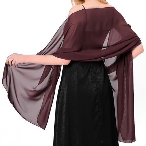 lifwimner Bufanda Mujer Chales y envolturas Pañuelo Seda Mantón Moda Chal Estolas Fular Boda Fiesta Chiffon Bufanda(Rojo vino)