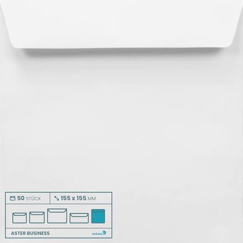 Netuno 50 sobres blancos 155x155mm para bodas