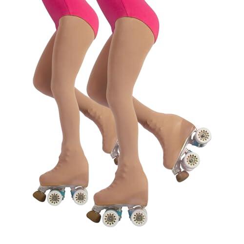 CALZITALY PACK 1/2 Medias Cubrepatin Para Niña – 70 DEN | Patinaje Artístico | Professional Skating | Natural, Negro | 6, 8, 10, 12 Años | Calcetería Italiana (10 Años, 2 Pares - Natural)