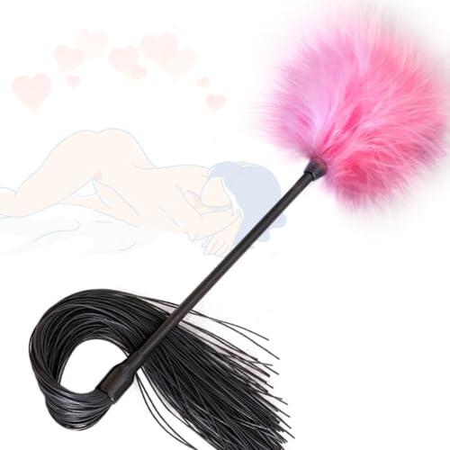 HUNTVE Plumas y flecos, accesorios multifuncionales de plumas y látigo para deportes en pareja o juegos de rol (rosa)