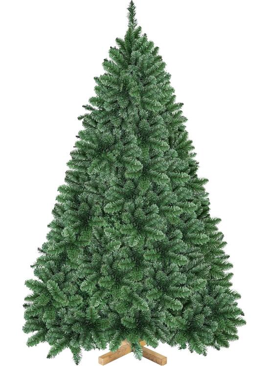Yaheetech Árbol de Navidad Artificial de 183 cm con 903 Puntas, Resistente al Fuego, PVC, Incluye Soporte de Metal con Vetas de Madera de Abeto, Color Verde