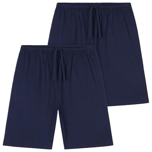 CityComfort Pantalon Pijama Niño Adolescente Pack de 2 Pantalones Cortos Niño Cintura Elástica Ropa de Casa Ideas de Regalos (Azul Marino, 9-10 Años)