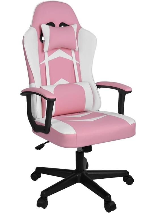Silla Gaming Ergonómica Reclinable con Cojín Lumbar y Cervical | Respaldo Alto Acolchado | Altura ajustable | Ruedas Giratorias 360° y Reposabrazos | Ideal Ordenador, Oficina, Videojuego o Escritorio