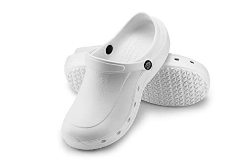 ESTRO Zuecos Sanitarios Mujer Goma - Unisexo Zapatillas Casa Verano Hombre Zuecos Mujer Goma Ligero F92 (42, Blanco)