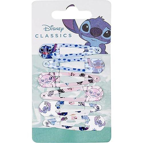 Pack de 6 Horquillas de Stitch - Diseño Multicolor - Elaboradas con Materiales Resistentes - Estampado con Stitch y Angel - Producto Original Diseñado en España