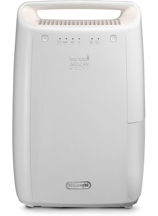 De’Longhi Tasciugo AriaDry - Deshumidificador Doméstico Portátil con Sistema de Filtración de 3-Action, 10L/día de deshumidificación, Función Secado de Ropa, Anti-Moho, Silencioso, Blanco (DEX210SF)