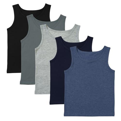 Paquete de 5 chalecos sin mangas para niños, 100% algodón, color blanco, talla 2-13 años, Surtido, 10-11 a�os