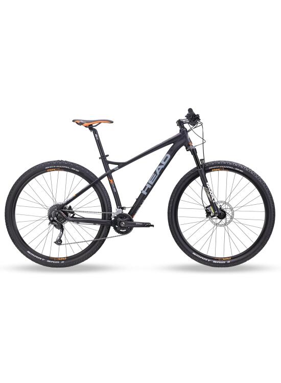 HEAD Unisex – Bicicleta de montaña X-Rubi 1.0 para Adulto, Negro Mate Negro/Naranja, 44
