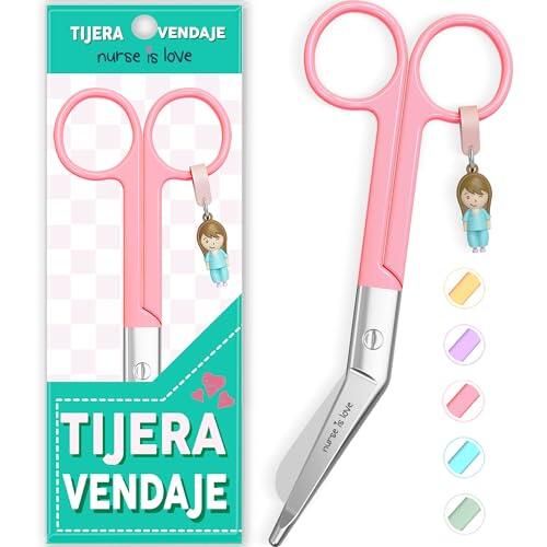 Nurse is Love Tijeras Mayo Punta Roma - Tijeras de Primeros Auxilios para Vendajes | Kit Primeros Auxilios | Acero Inoxidable | Diseño Exclusivo con Charm P