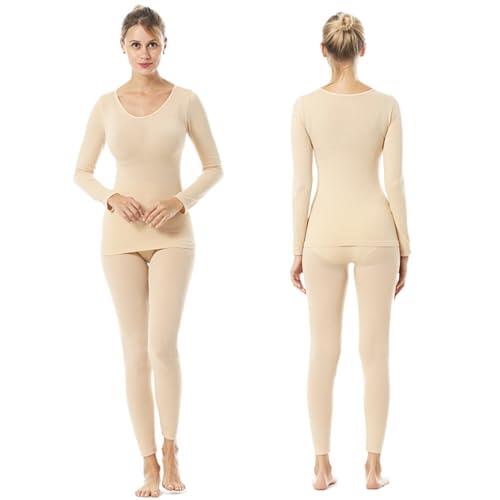 FFWTPY Conjunto Ropa Interior Térmica Mujer Set Funcional de Invierno Capa Base Camiseta Manga Larga Malla Térmica Pantalon para Cálida y Transpirable