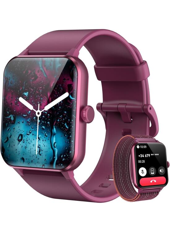 Blackview Reloj Inteligente Mujer con Llamadas Bluetooth, Pulsómetro/Oxímetro/Sueño/Podómetro, 1.85" Smartwatch con Whatsapp Mensajes, 100 Modos Deportivos, Pulsera Actividad para Android iOS