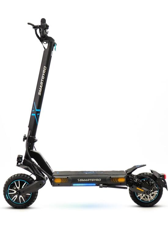 smartGyro Crossover Dual MAX LR - Patinete Eléctrico con 2 Motores de 48V (1000W), Batería 18000Ah, Autonomía 70Km, Ruedas Tubeless Dual Grip, Triple Suspension, Triple Frenada, App, Certificado DGT