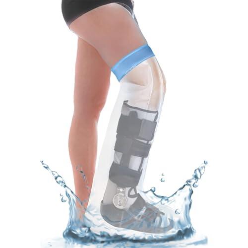 Box Commerce - Protector Escayola Pierna Corta Adulto para Ducha, Piscina - Funda Impermeable de Silicona Suave Comoda para Cubrir Vendajes, Yeso, Heridas, Quemaduras - Bolsa Hermetica Reutilizable