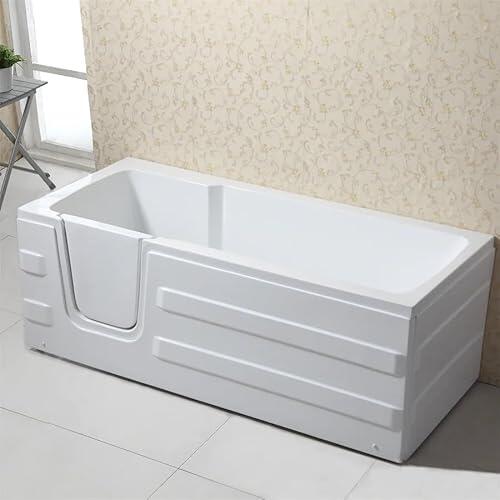 Sanotechnik Bañera independiente con puerta HAITI - Blanco, Acrílico, 170 x 76 x 61 cm, Moderna, Alcova, 256 litros, Brillante