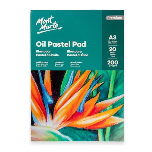 Mont Marte Papel Pastel A3 – Bloc Pastel Óleo Premium – 20 Hojas – 200g/m² – Ideal para Pasteles Suaves y Pasteles al Óleo