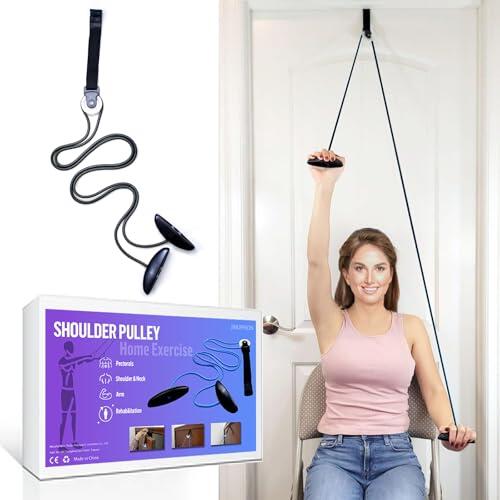 Polea Hombro, Poleas Rehabilitacion Hombro para Fisioterapia, Cuerda Poleas Gimnasio para Casa, Cuerdas Ejercicio Puerta para Rehabilitación, Ejercicio y Prevención de Lesiones (negro)