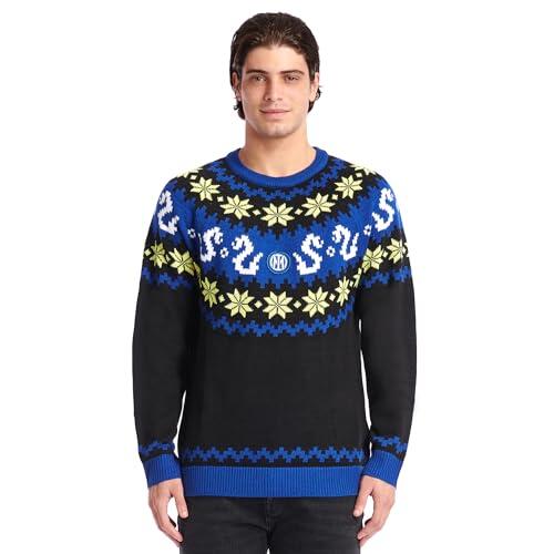 Inter - Suéter de Navidad Edición 2023 Oficial Unisex - Adulto, ¡Celebra el Invierno con Estilo Negro Azul! Excelente Idea de Regalo, para los Verdaderos Aficionados Nerazzurri