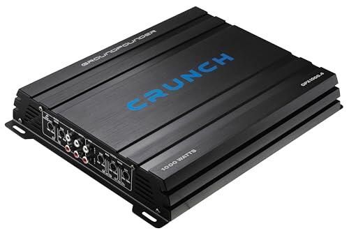 Crunch GPX-1000.4 Amplificador de coche de 4 canales – Amplificador de clase A/B con 4x125W RMS @2 Ohm, 2x250W puenteado @4 Ohm – Refuerzo de graves, filtro HPF/LPF, Cinch, amplificador de alta