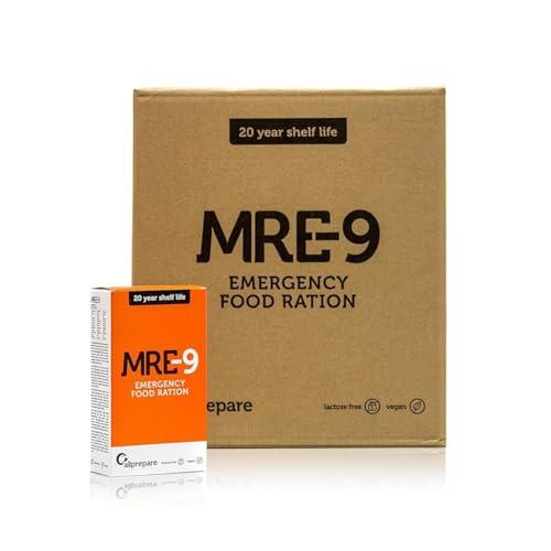 MRE-9 | Ración de emergencia | 20 años de vida útil | Vitaminas Extra | 24 x 500 g | Alimentos para Emergencias | Vida útil extremadamente larga